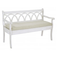 OSP Home Furnishings CVN371-AW Coventry Storage Bench in Antique White Frame and Beige Seat Cushion